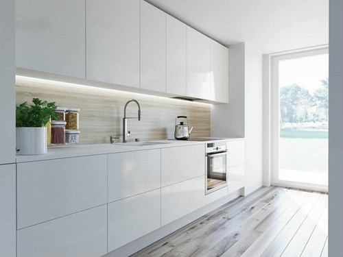 Slab high gloss white - gloss, kitchen